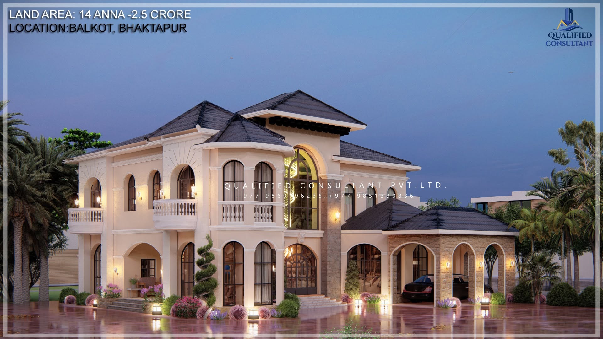 Mediterranean-style villa with arched windows, Balkot Bhaktapur