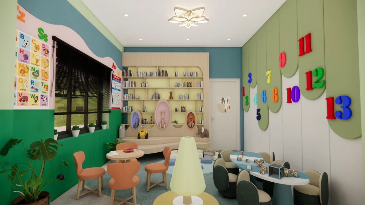 Montessori Miracle classroom with alphabet wall and reading nook